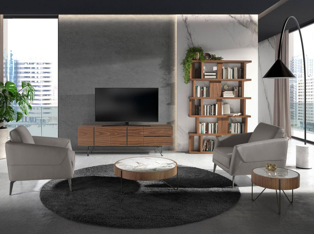 SESSEL Dunkelgrauer Ledersessel 78/80/82 cm - Schwarz/Grau, Leder (78/82/80cm) - ANGEL CERDA