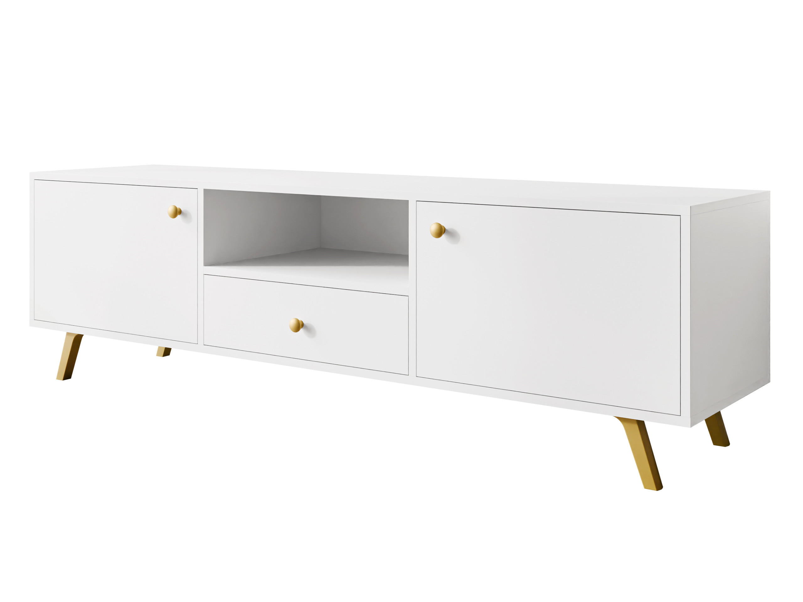 TV-ELEMENT Siena 160 - Goldfarben/Weiß, Holzwerkstoff/Metall (160/48/41cm) - MIRJAN24
