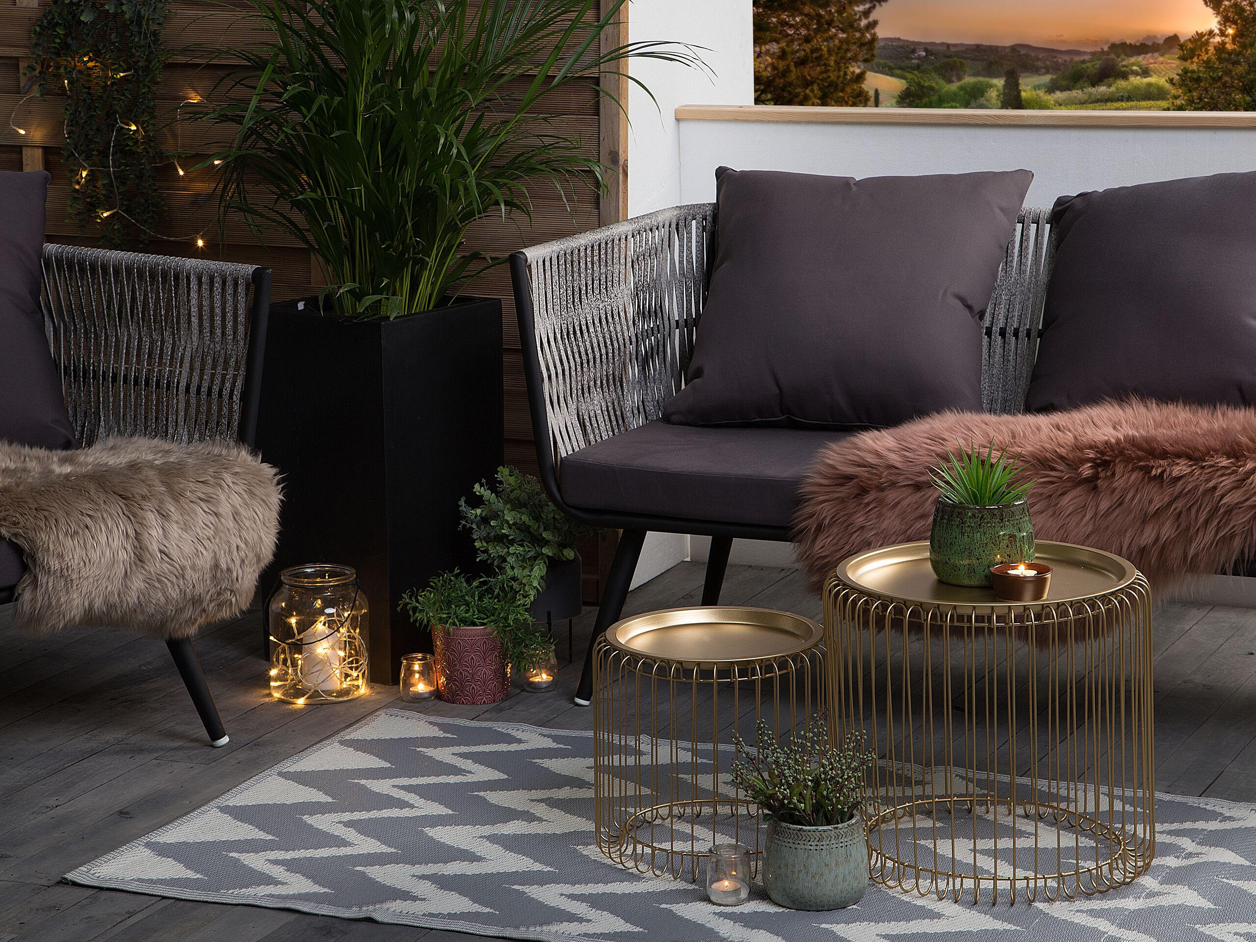 OUTDOOR-TEPPICH Sirsa 180/90 cm - Grau, Kunststoff (90/180cm) - Beliani