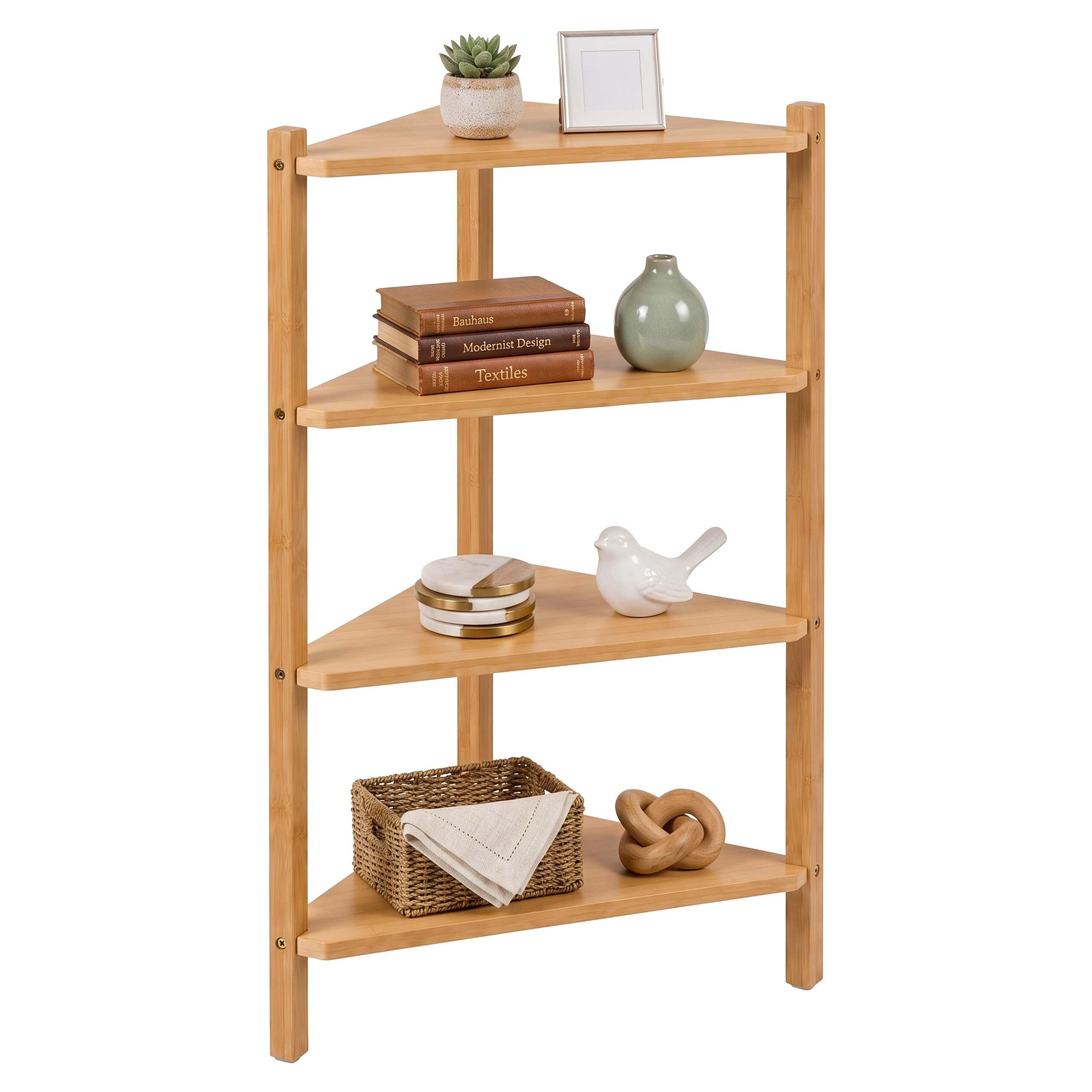 ECKREGAL Natur 4 Ablagen Bambus MDF - Hellbraun, Holz/Holzwerkstoff (46/80/25cm) - Relaxdays
