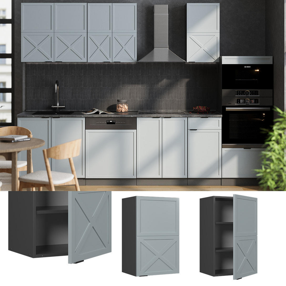 HÄNGESCHRANK Fame-Line Hellblau-grau 45 cm - Anthrazit/Blaugrau, Holzwerkstoff (45/72/34.1cm) - Vicco