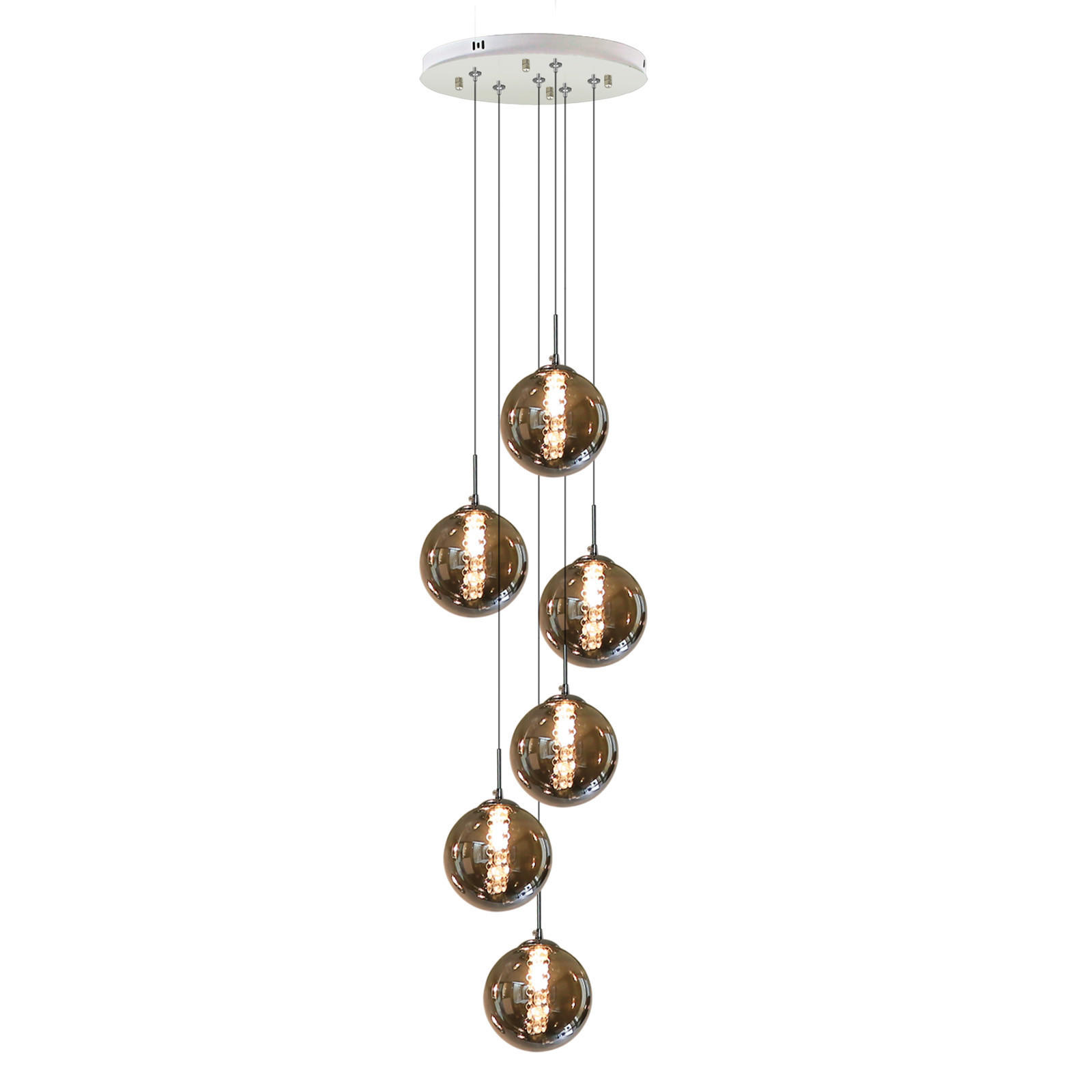 HÄNGELEUCHTE Energie 6-flammig 31/31/150 cm - Grau, Glas (31/31/150cm) - Nettlife