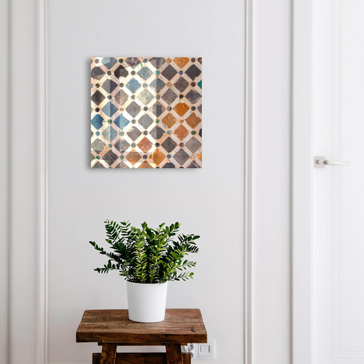 SCHLÜSSELBOX Schwarz 30x30 cm- Türöffnung nach rechts - Farbenfrohes Mosaik - Blau, Metall (30/30/5cm) - TULUP