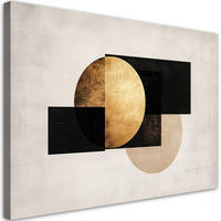 LEINWANDBILD Geometrische Abstraktion Graugold 90x60cm - Beige, Textil (90/60cm) - Feeby