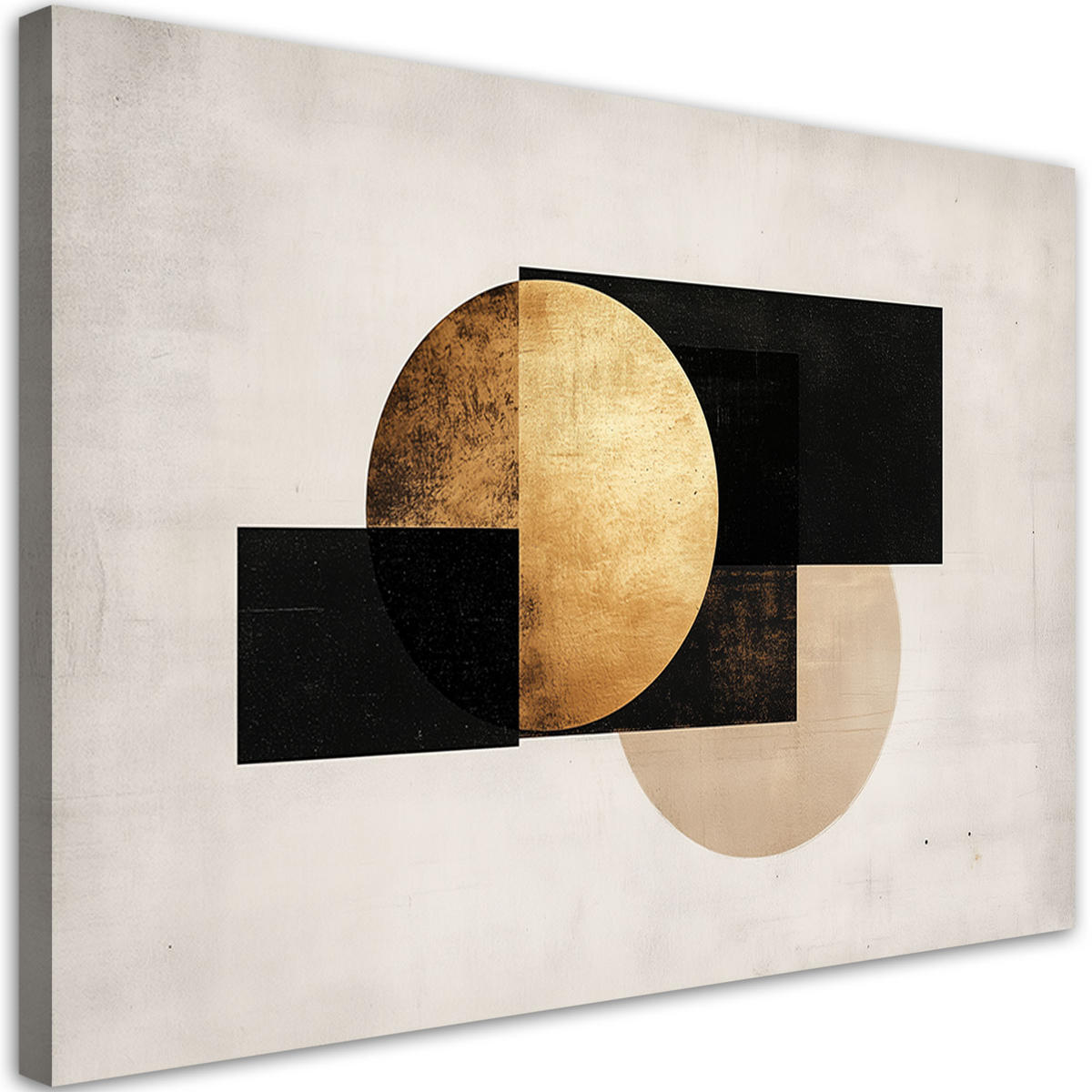 LEINWANDBILD Geometrische Abstraktion Graugold 90x60cm - Beige, Textil (90/60cm) - Feeby