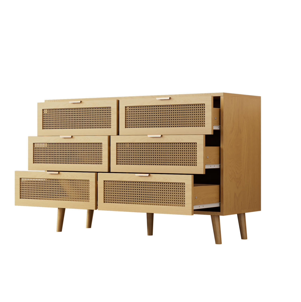 SIDEBOARD 120/76,5/40 cm Walnuss aus Spanplatte und Massivholz mit 6 Schubladen - Eichefarben, Holzwerkstoff (40/76.5/120cm) - OKMYHOME