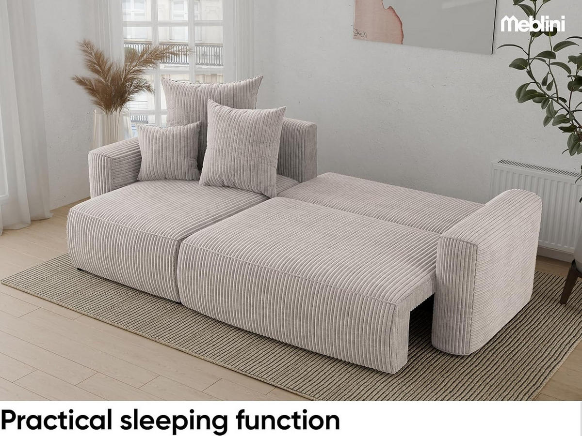 ECKSOFA DAVE L - Creme/Schwarz, Holzwerkstoff (238/87cm) - Meblini