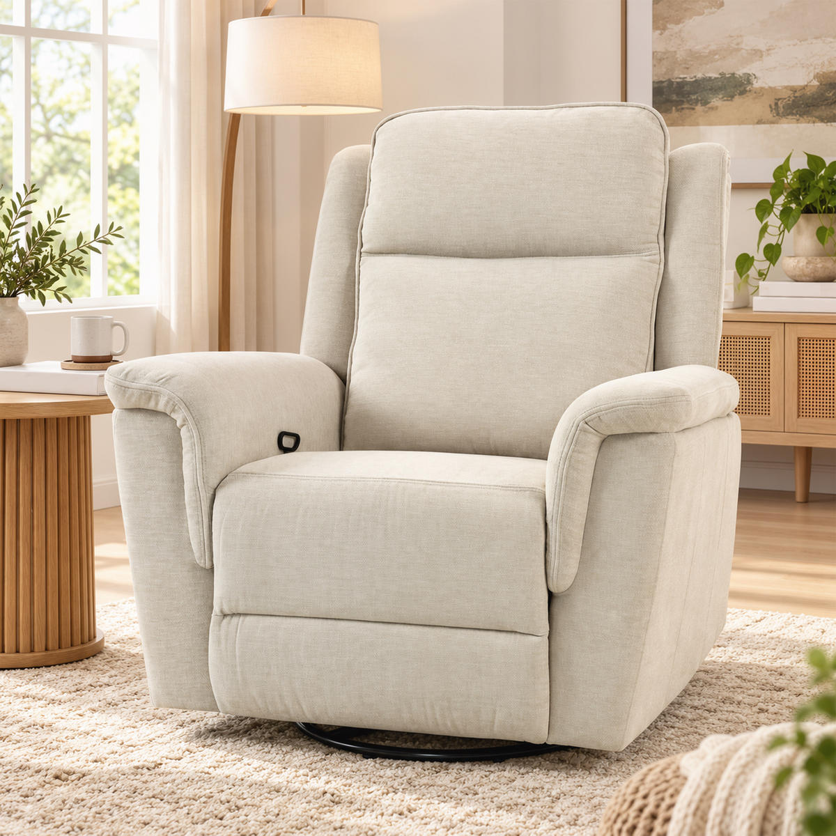 RELAXSESSEL Polyester Cremeweiß - Creme, Textil/Metall (97/102/99cm) - HOMCOM