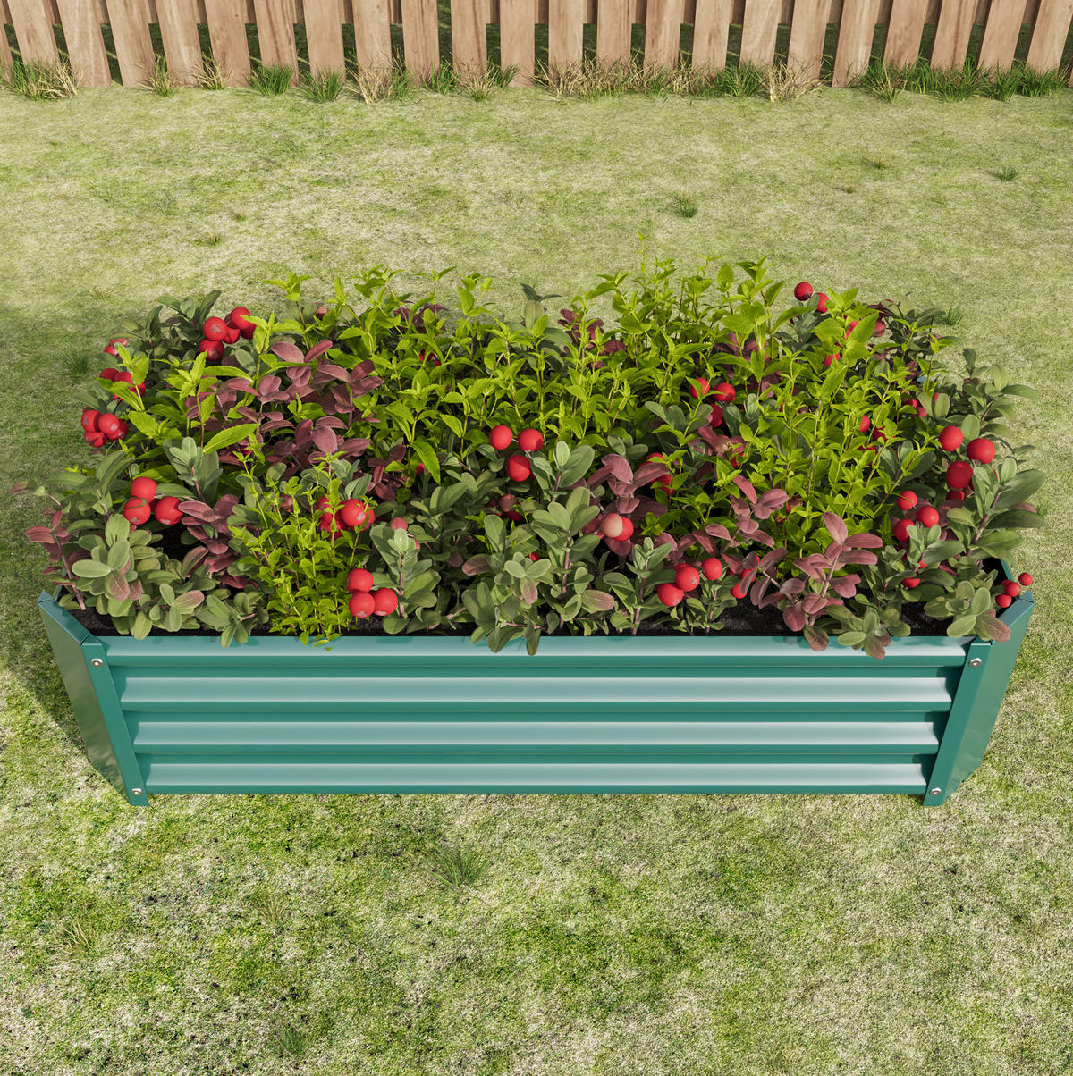 BLUMENKASTEN aus Metall 120x60x30 cm in Grün mit offener Basis - Grün, Metall (60/30/120cm) - Modfu