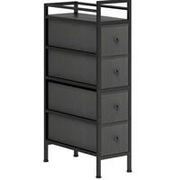 KOMMODE aus Holzwerkstoff 20x43x81,5 cm Schwarz mit 4 Stoffschubladen und Stahlgestell für schmale Zwischenräume - Schwarz, Holzwerkstoff (20/81.5/43cm) - Modfu