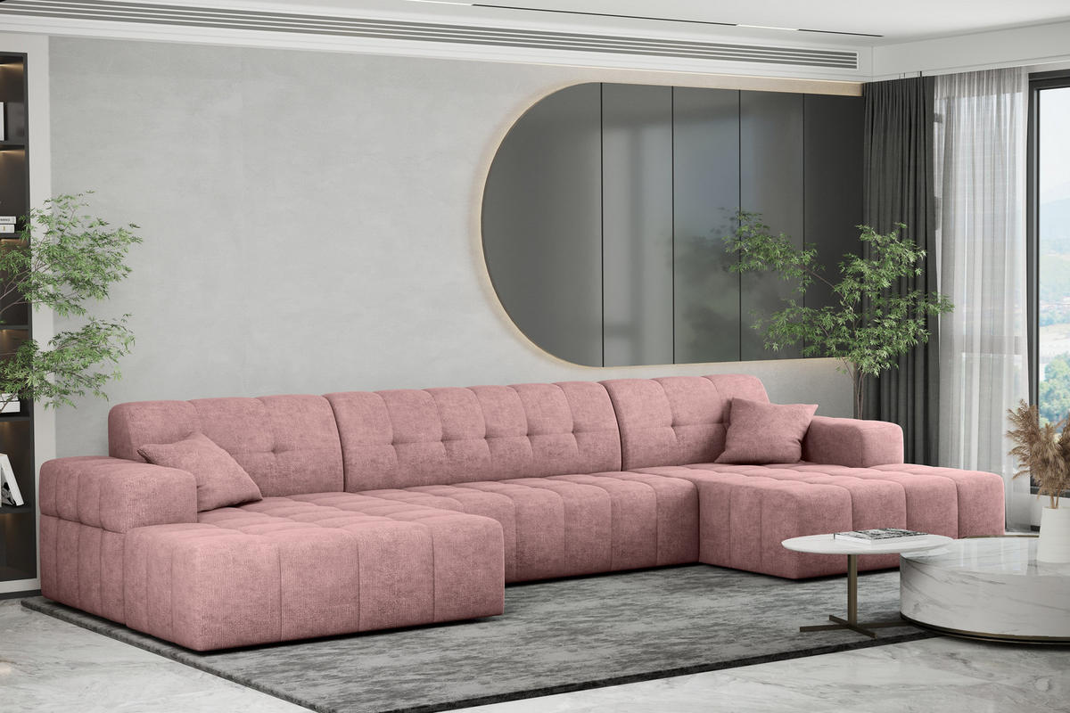 ECKSOFA U-form NIMES Stoff Perfect Harmony Rosa - Rosa, Holz/Kunststoff (168/350cm) - Kaiser Möbel