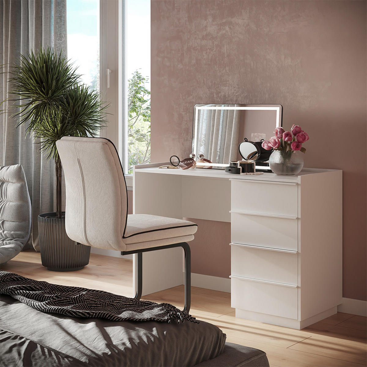 TOALETNÍ STOLEK Viktoria Bílá - bílá, kompozitní dřevo (110/77.2/45cm) - Vicco