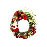 LAALU Weihnachtskranz künstlich dekoriert grün Kranz SANTA 45 cm für Tisch und hängen - Rot/Goldfarben, Kunststoff (45/45cm) - LAALU