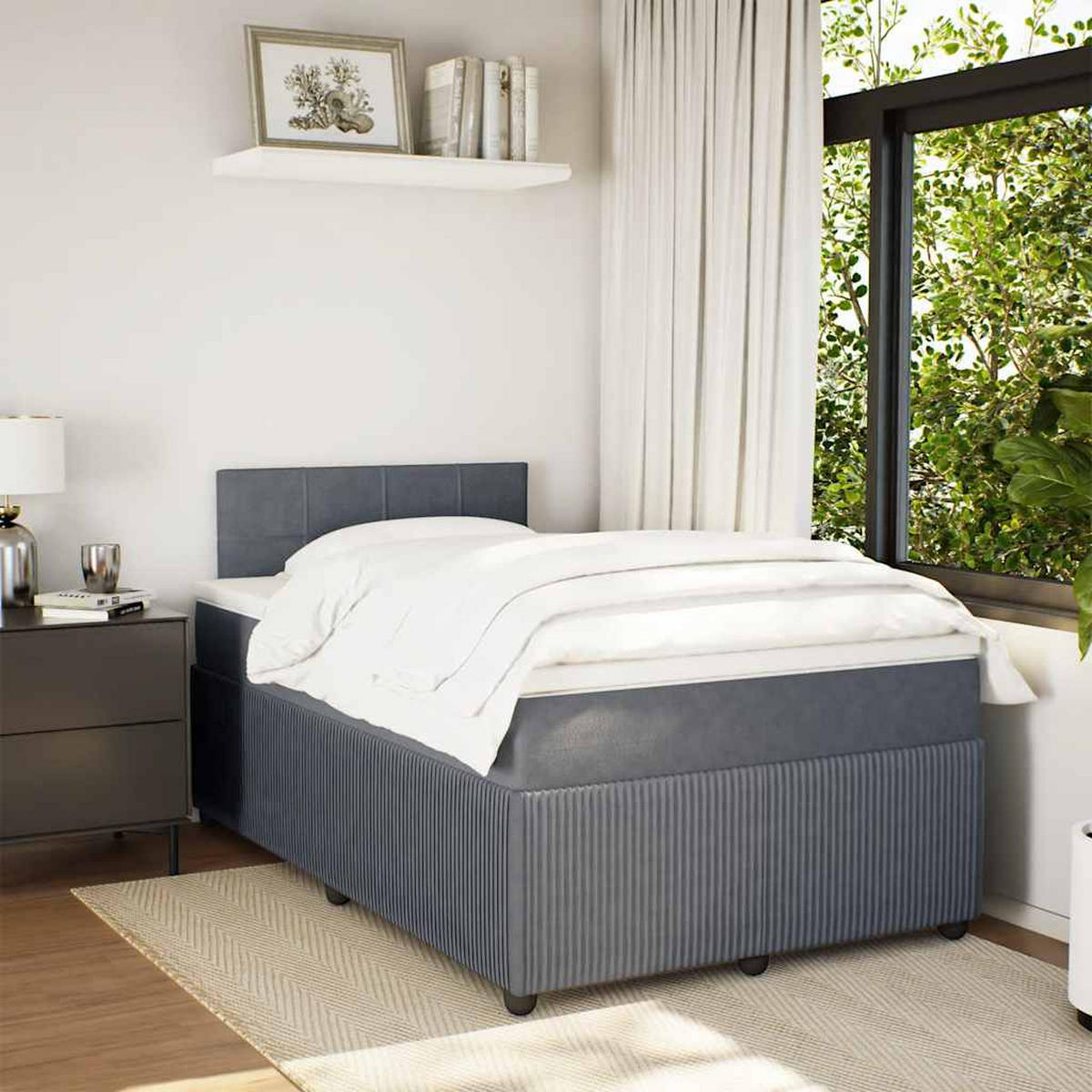 BOXSPRINGBETT Mit Matratze Dunkelgrau 120/200 Cm Samt - Grau, Textil (120/200cm) - vidaXL