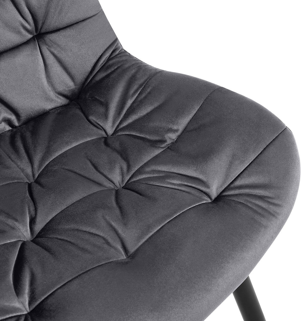 ESSZIMMERSTUHL Samt Dunkelgrau - Dunkelgrau/Schwarz, Textil/Metall (56/85/63cm) - CLP