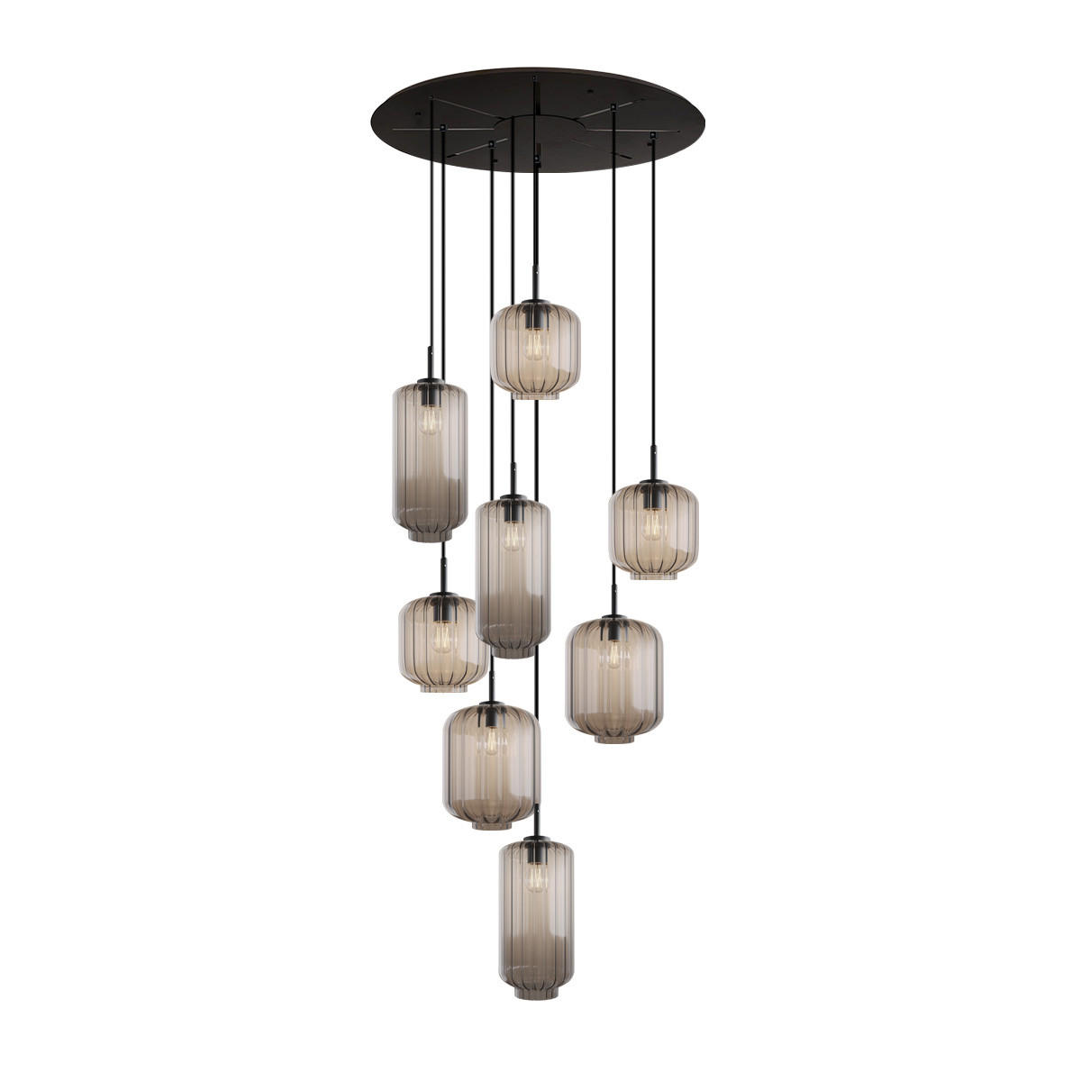 GALERIELEUCHTE Velo 8-flammig Klar Ø 18/20/25cm - Klar/Schwarz, Glas (25/25/27cm) - s.luce