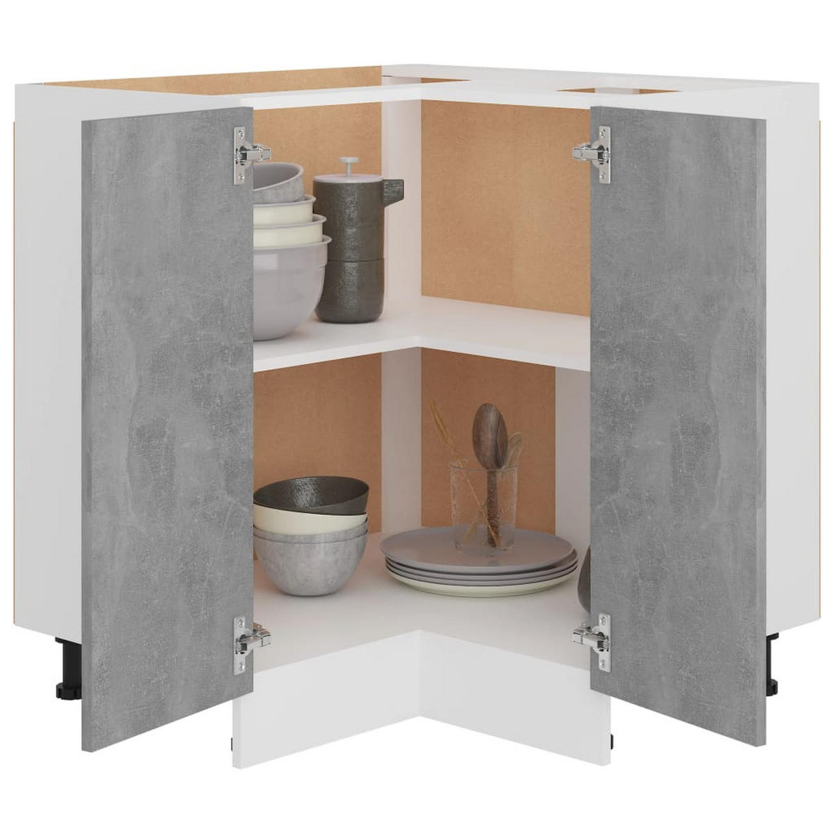 ECKUNTERSCHRANK Lyon Betongrau 75,5/75,5/81,5 Cm Holzwerkstoff - Hellgrau, Holzwerkstoff (75.5/81.5/75.5cm) - vidaXL
