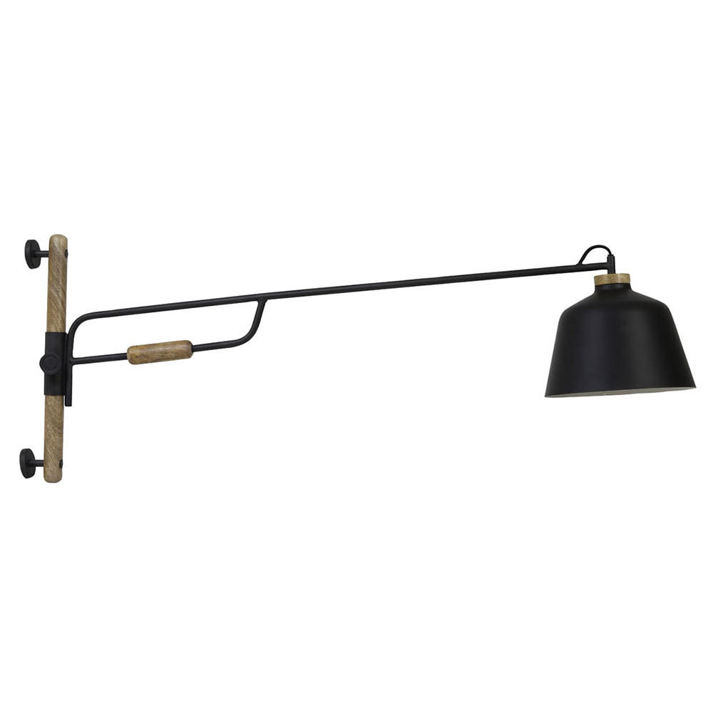 WANDLEUCHTE BANU 120x25x45 cm, Holz, Metall, schwarz - Schwarz, Metall (25/45/120cm) - Light & Living