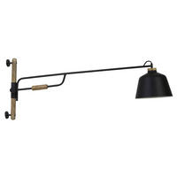 WANDLEUCHTE BANU 120x25x45 cm, Holz, Metall, schwarz - Schwarz, Metall (25/45/120cm) - Light & Living