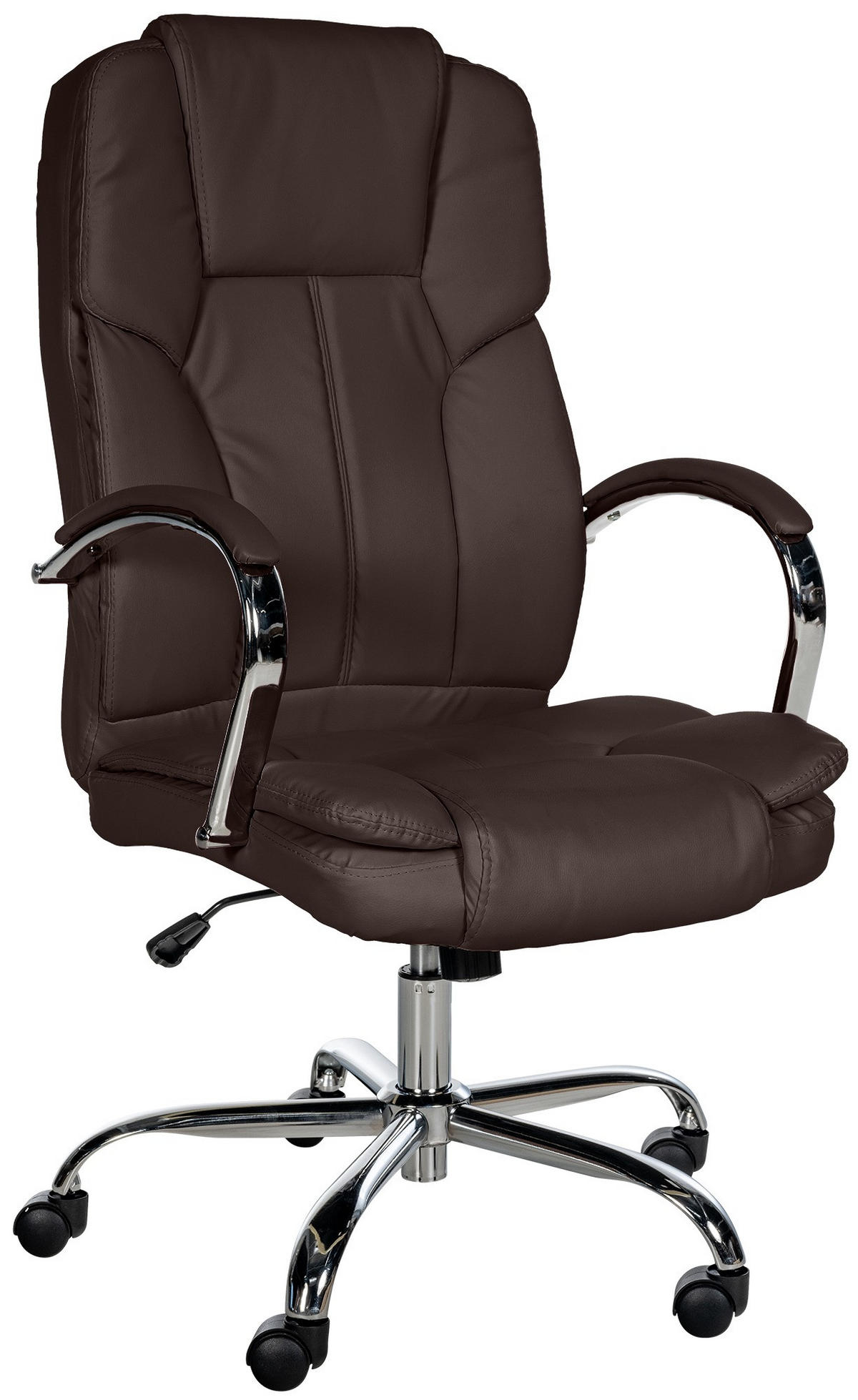 CHEFSESSEL Lederlook Braun - Chromfarben/Braun, Textil/Metall (62/115/70cm) - CLP