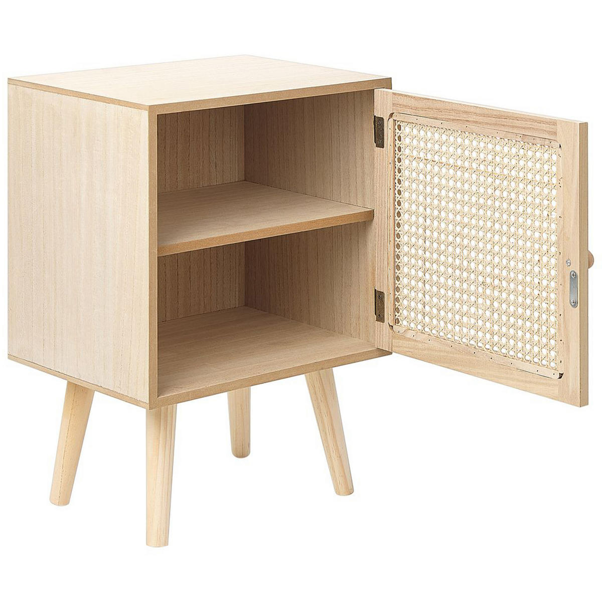 NACHTTISCH Rattan heller Holzfarbton 38/30 cm Almo - Hellbraun, Holzwerkstoff (38/56/30cm) - Beliani