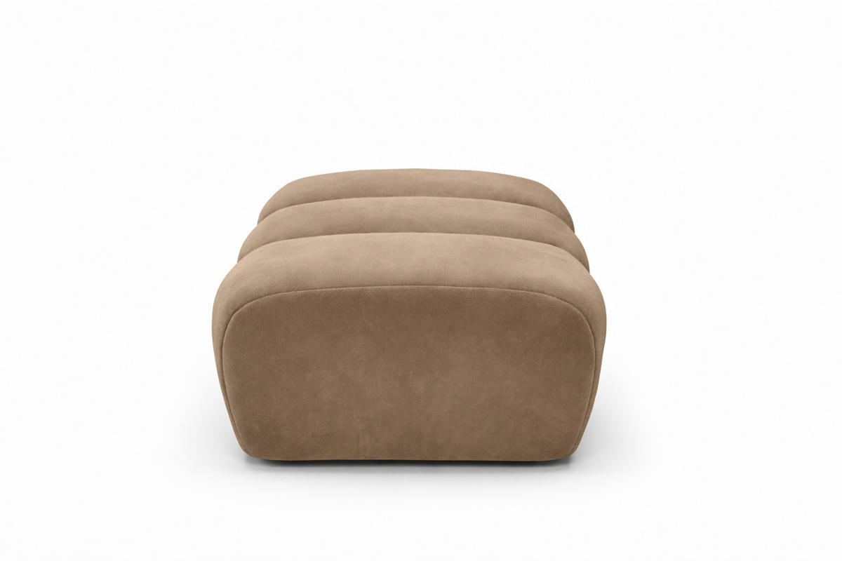 POUF modular, Veloursstoff Bluvel, Latte, CROISSANT - Hellbraun, Holz (105/44/70cm) - Kaiser Möbel