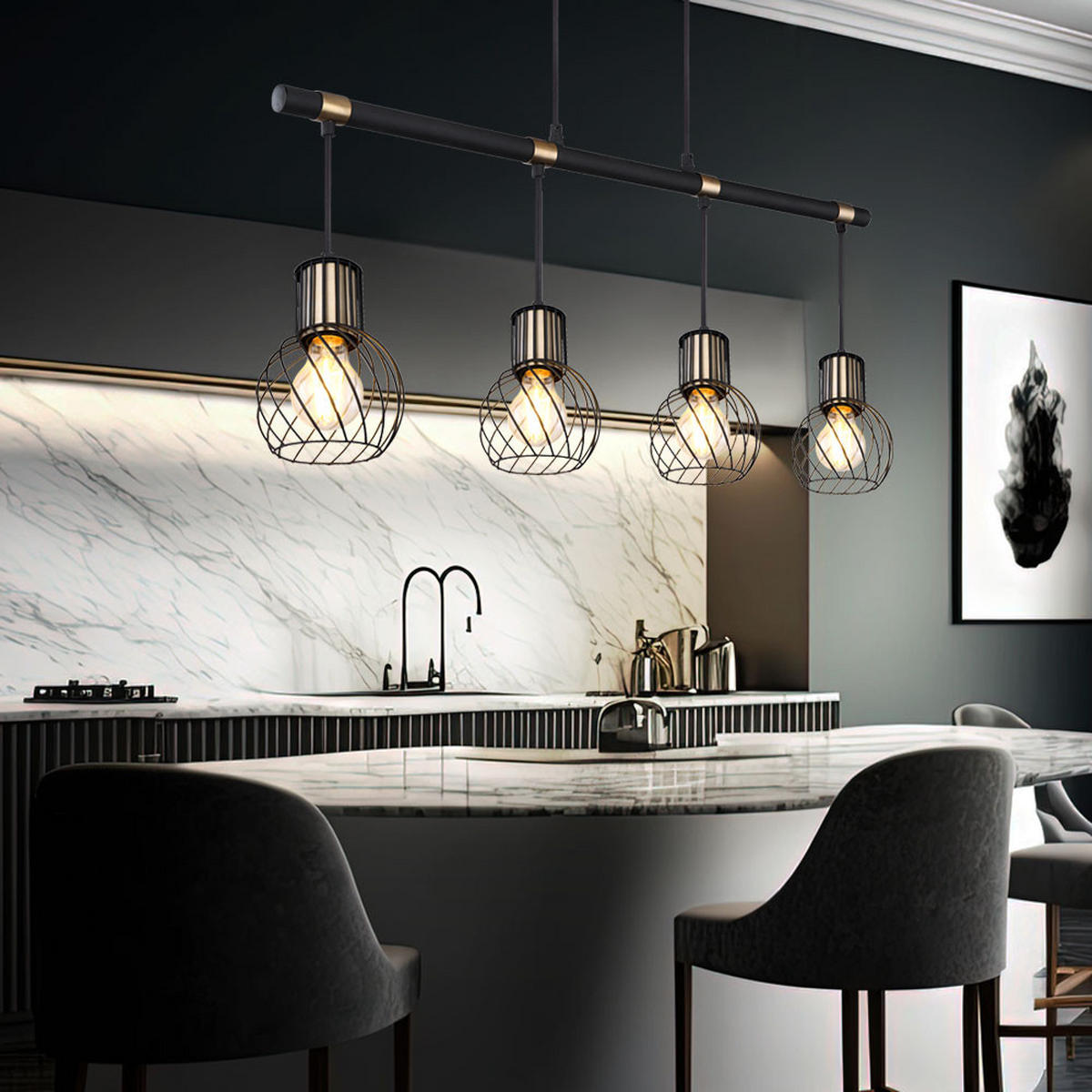 HÄNGELEUCHTE Metall Schwarz Gitteroptik - Schwarz, Metall (87/12/120cm) - Globo Lighting