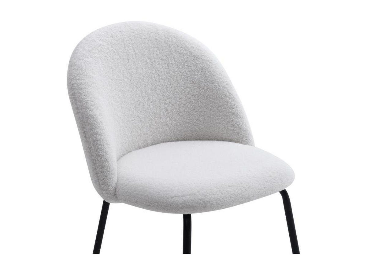 STUHL 2er-Set - Bouclé-Stoff & schwarzer Edelstahl - Weiß - MELBOURNE - Weiß, Textil (55/77/50cm) - Vente-Unique