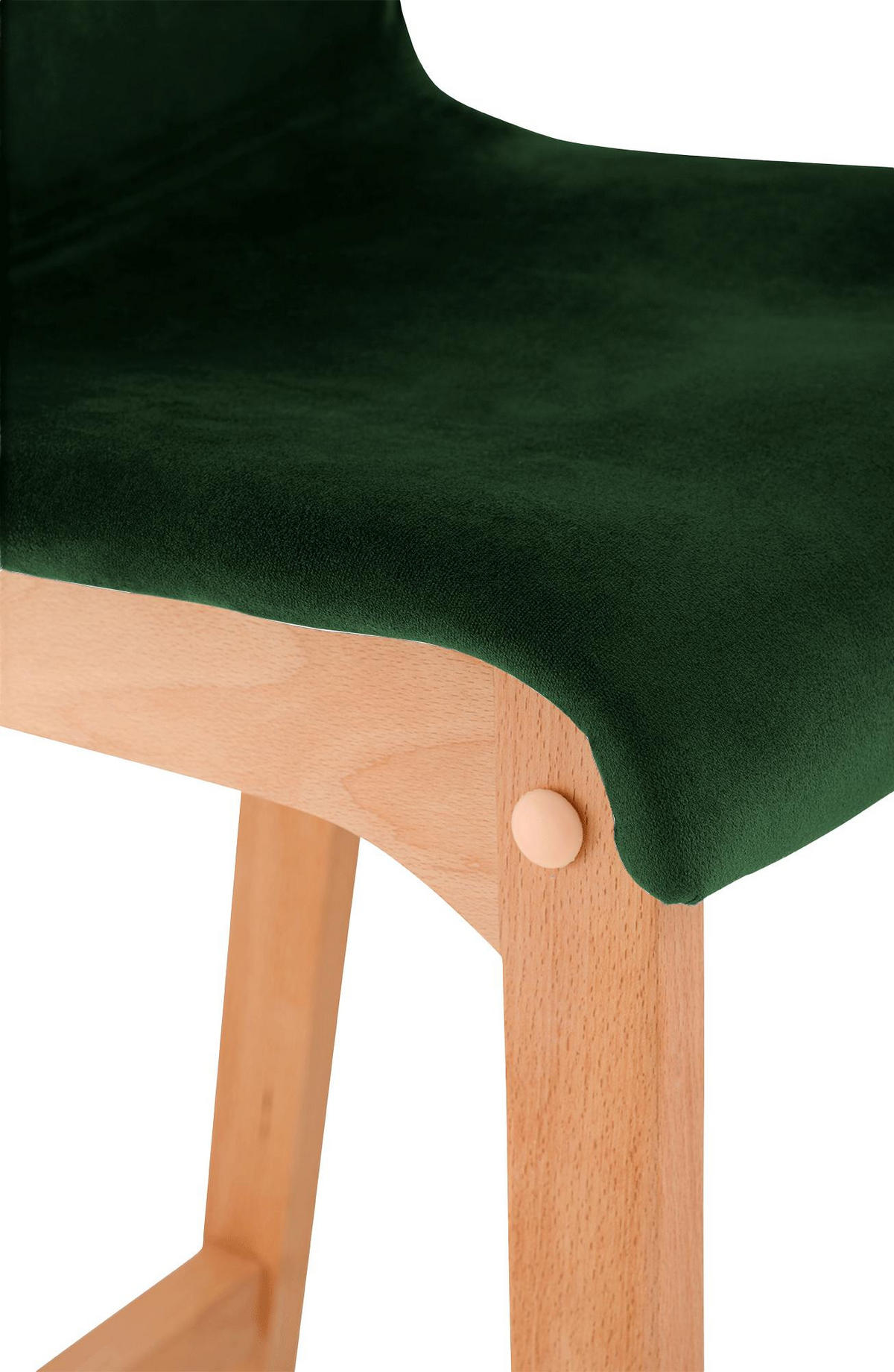 BARHOCKER Samt Grün - Eukalyptusholzfarben/Grün, Holz/Textil (41/101/46cm) - CLP