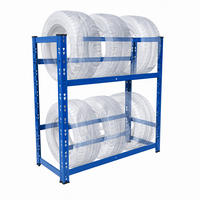 REGÁL NA PNEUMATIKY Modrý ocel pro 4-6 pneumatik 100x85x35 cm - modrá, kov/plast (85/100/35cm) - Relaxdays