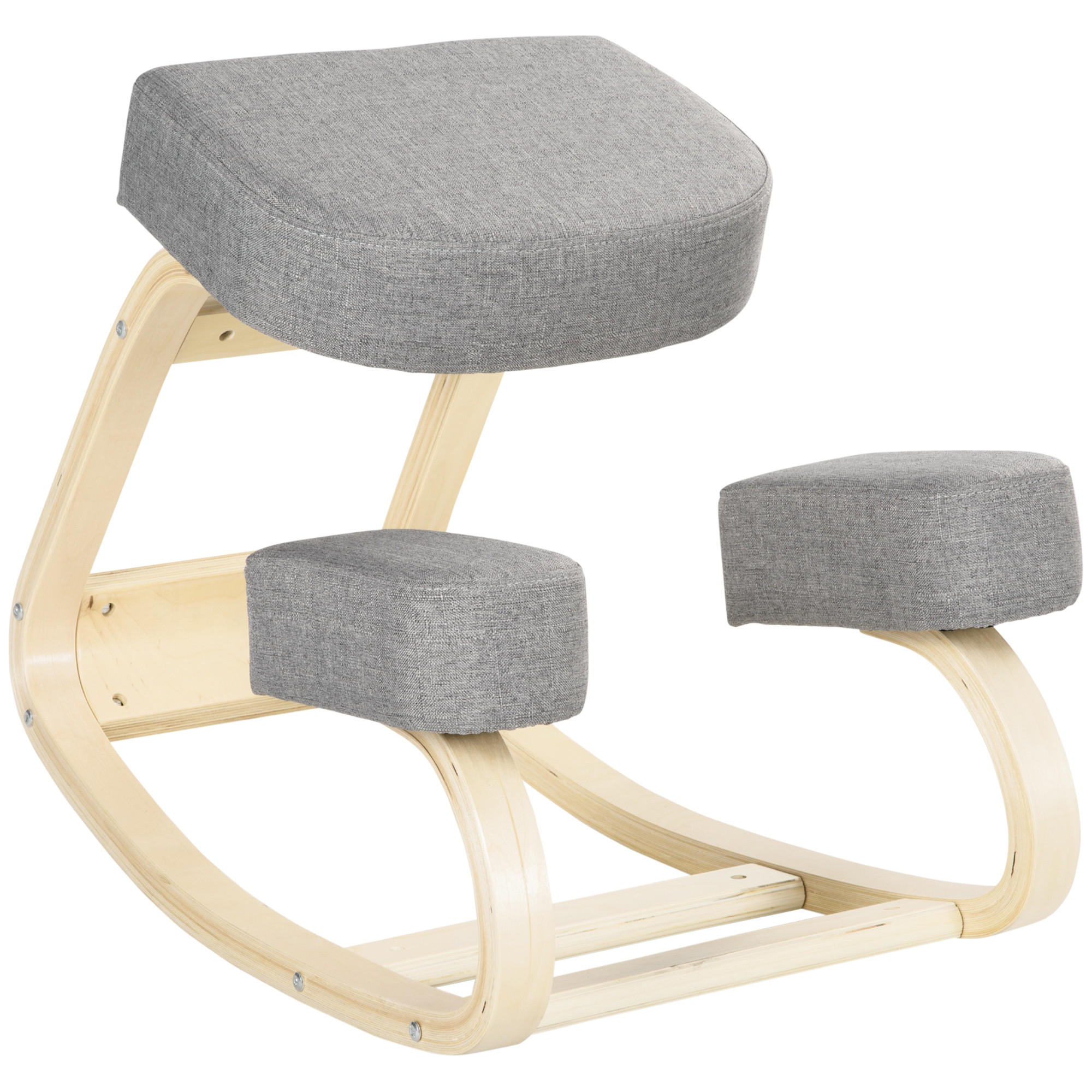 KNIESTUHL DE-05044 Ergonomisch für gesunde Sitzhaltung Grau - Grau, Holz (51/58/69cm) - ComfortXL