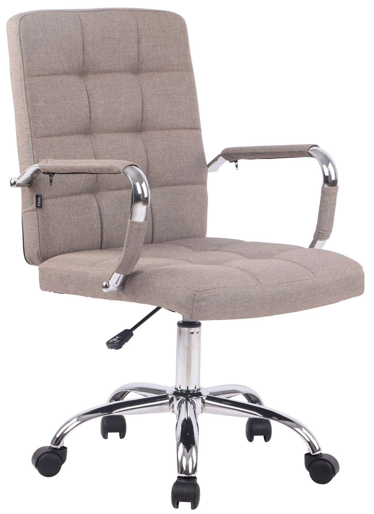 DREHSTUHL Stoff taupe - Taupe/Chromfarben, Textil/Metall (58/92/65cm) - CLP