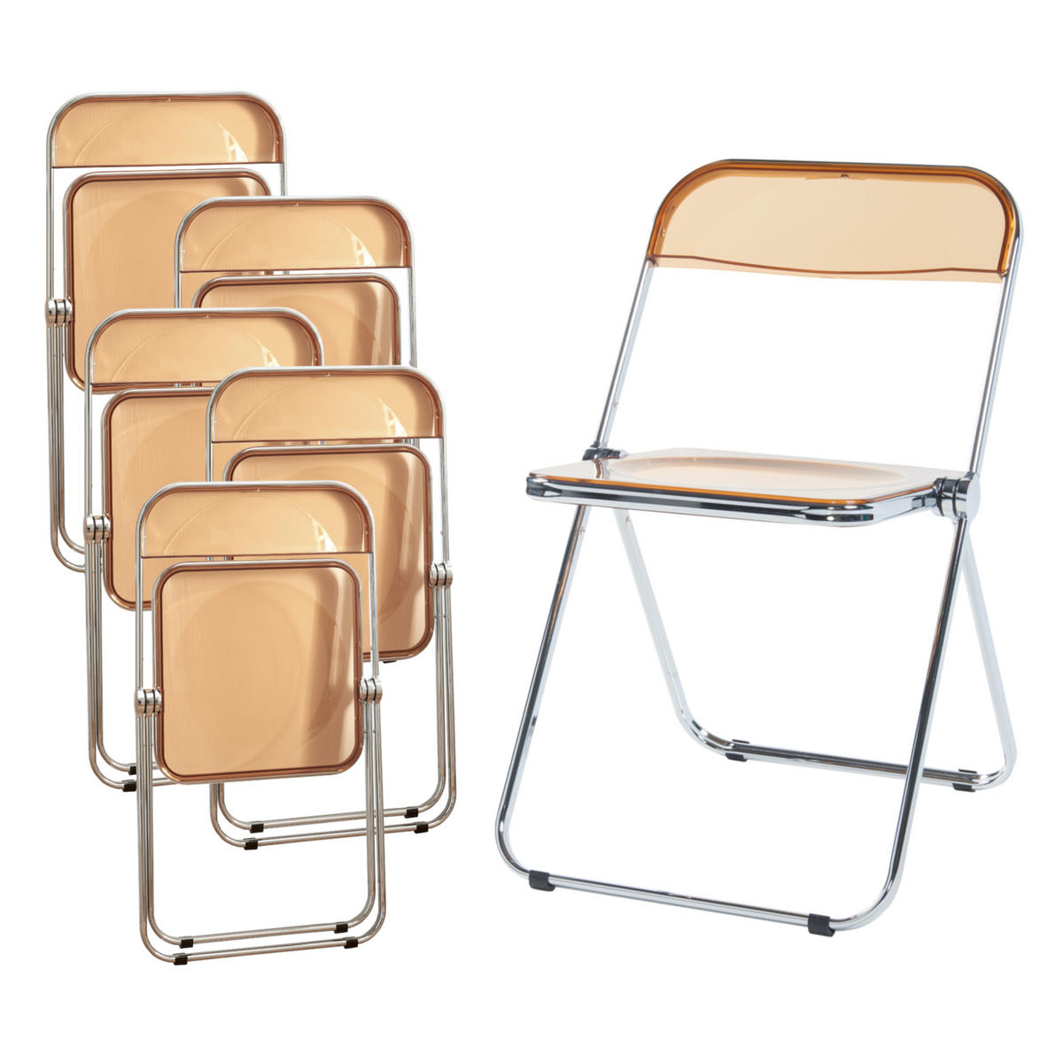 KLAPPSTUHL-SET Pornainen 6 TLG. - Orange, Kunststoff/Metall (46/74/47cm) - [en.casa]