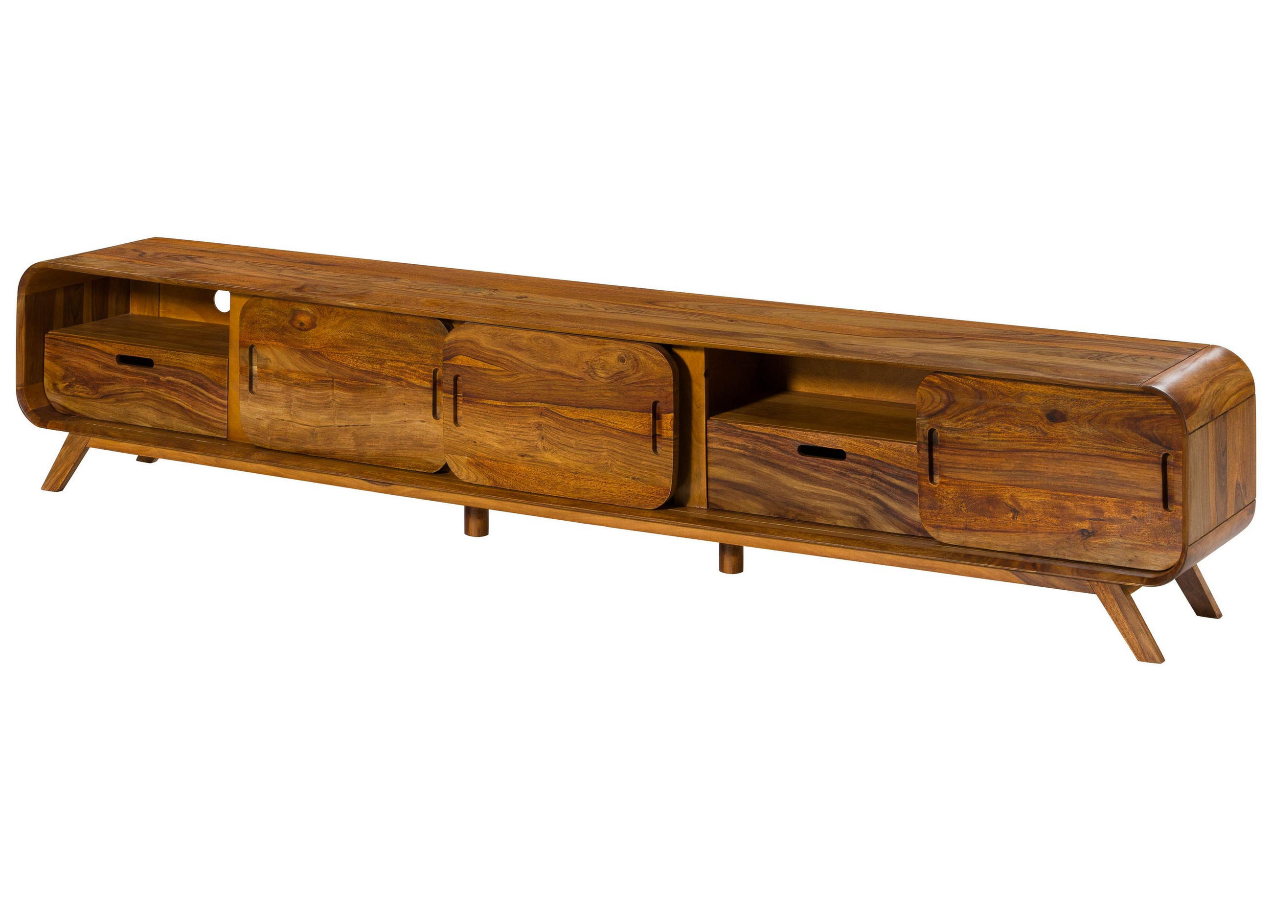 TV-BOARD Sheesham 260x40x48 hellbraun lackiert MAILAND #128 - Braun, Holz (260/48/40cm) - Massivmoebel24