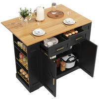 KÜCHENINSEL Schwarz 120/65/90 cm - Schwarz, Holzwerkstoff (65/90/120cm) - Urban Meuble