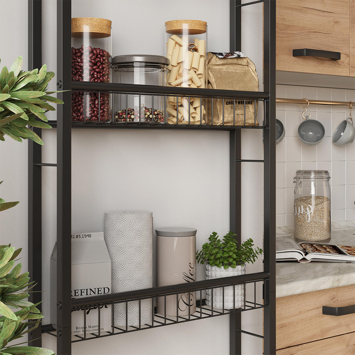 LEITERREGAL Klivo Schwarz 44.5 x 160 cm mit 5 Regalböden - Schwarz, Metall (44.5/160/11cm) - Vicco