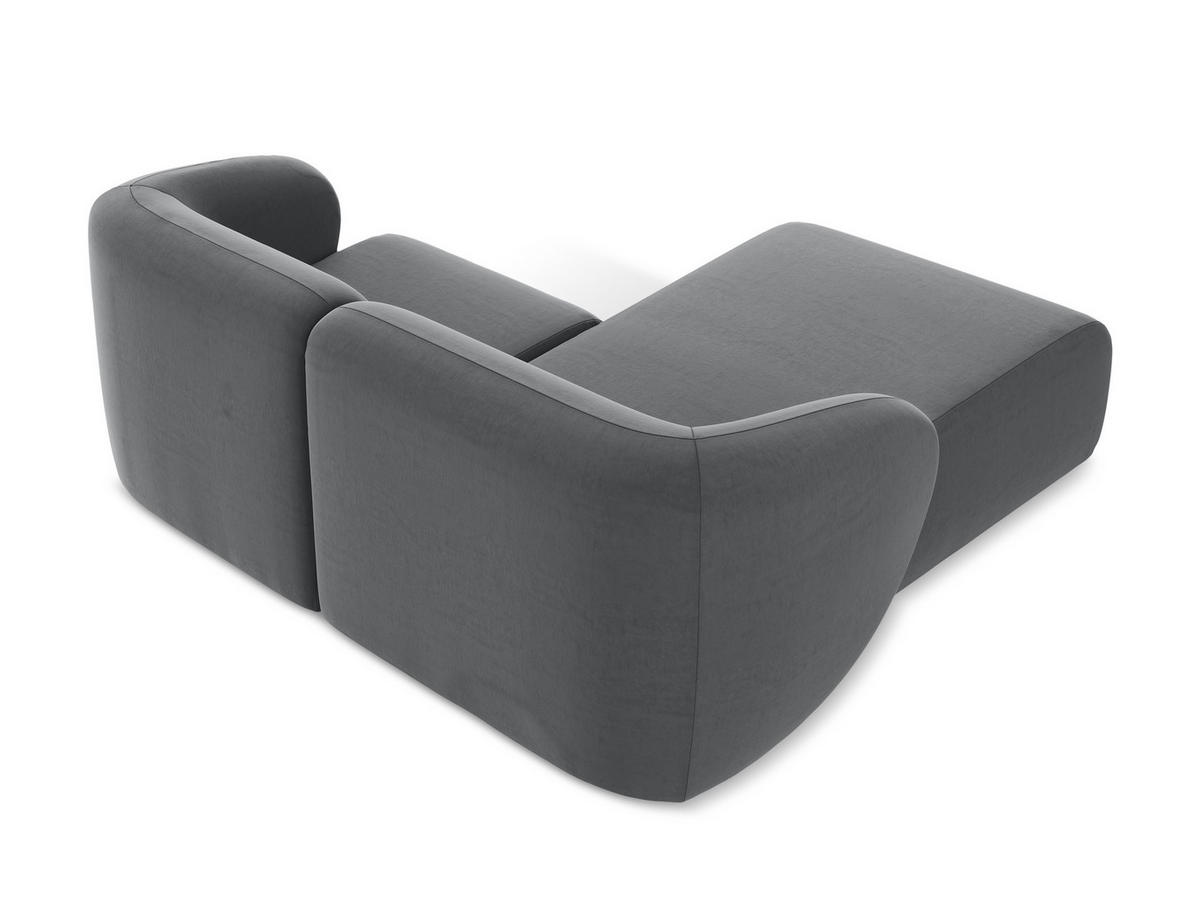 ECKSOFA Links Samt Stoff Grau - Edelstahlfarben/Schwarz, Holzwerkstoff/Kunststoff (178/166cm) - Makamii