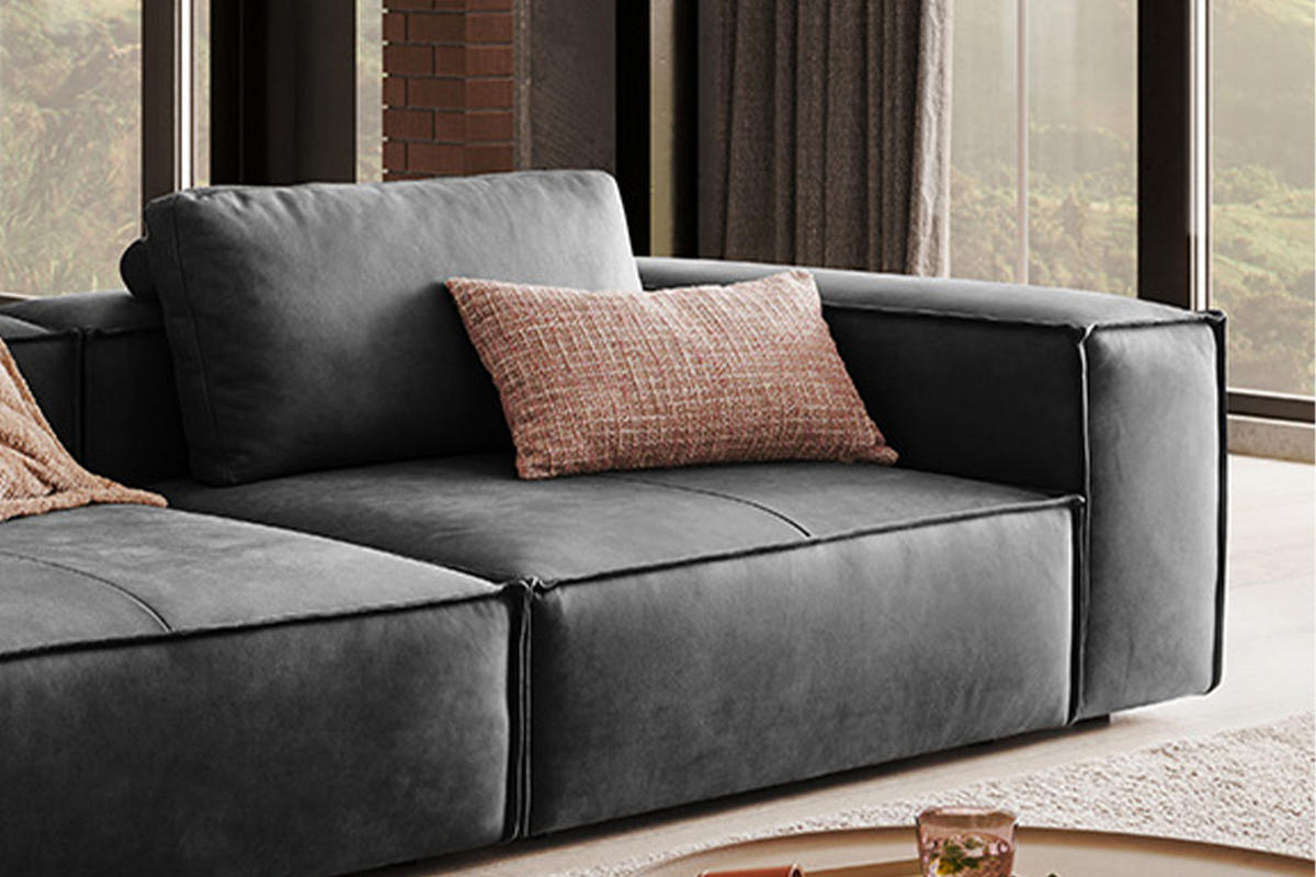 SOFA CARMO Anthrazit Leder - Anthrazit/Schwarz, Leder/Kunststoff (266/68/118cm) - KAWOLA