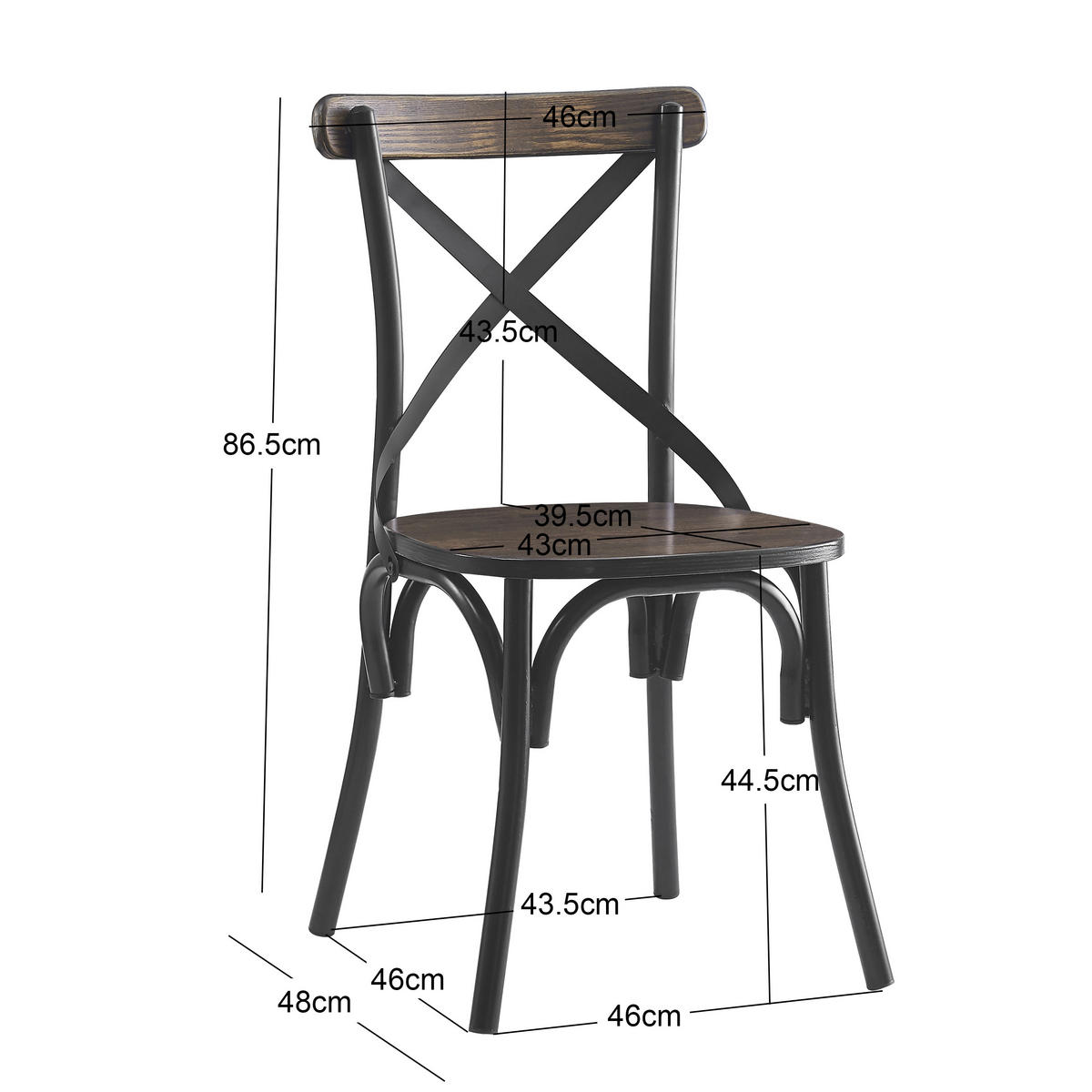 STUHL 2er-Set Holz Grau - Grau, Holz (46/86/46cm) - Nordlys