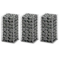 GABIONEN-SET 3-Tlg. Verzinkter Draht 25/25/50 Cm - Silberfarben, Metall (25/50cm) - vidaXL