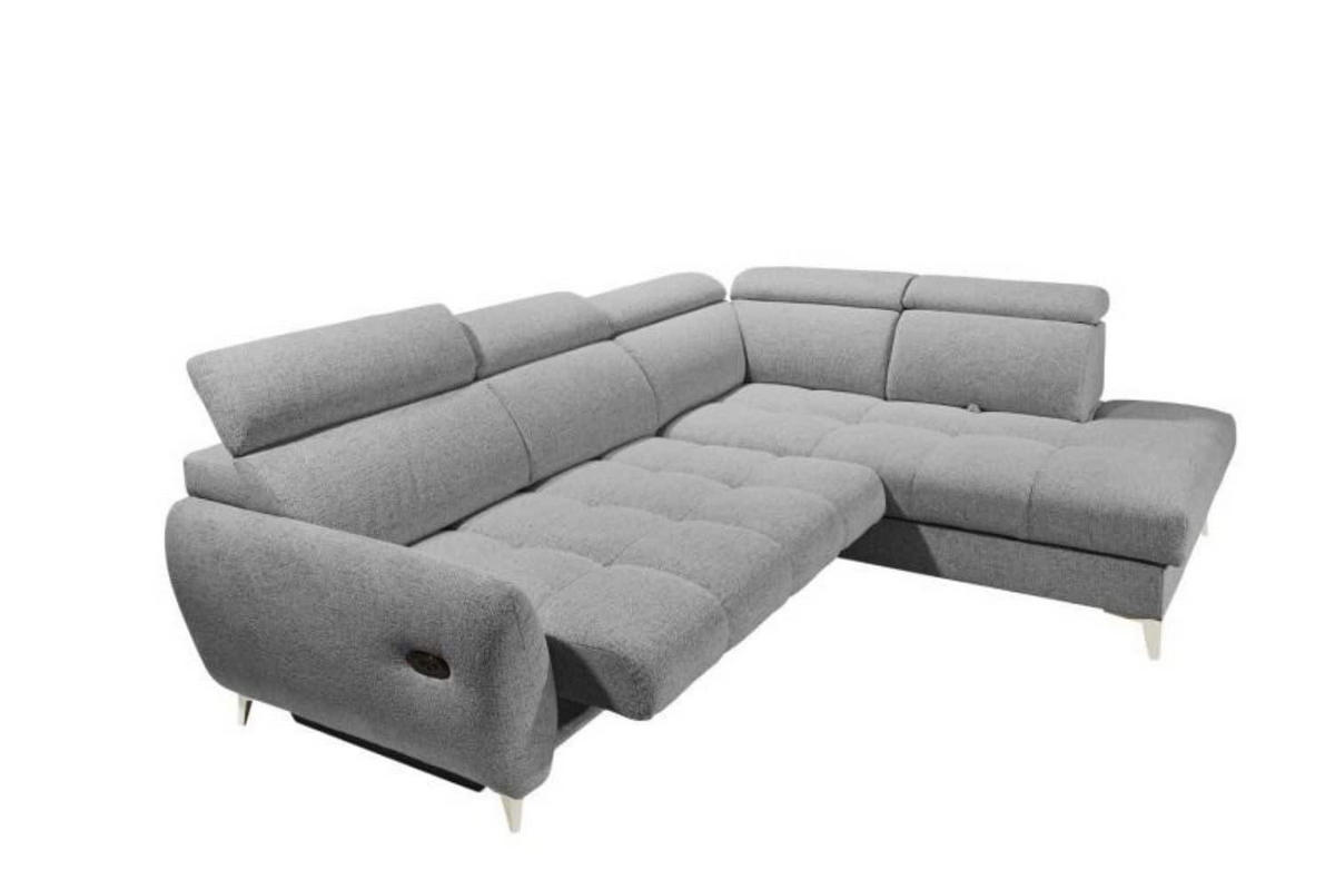 ECKSOFA mit elektrischer Sitztiefenverstellung und Bettkasten - Chromfarben/Silberfarben, Holz/Holzwerkstoff (216/282cm) - ed exciting design