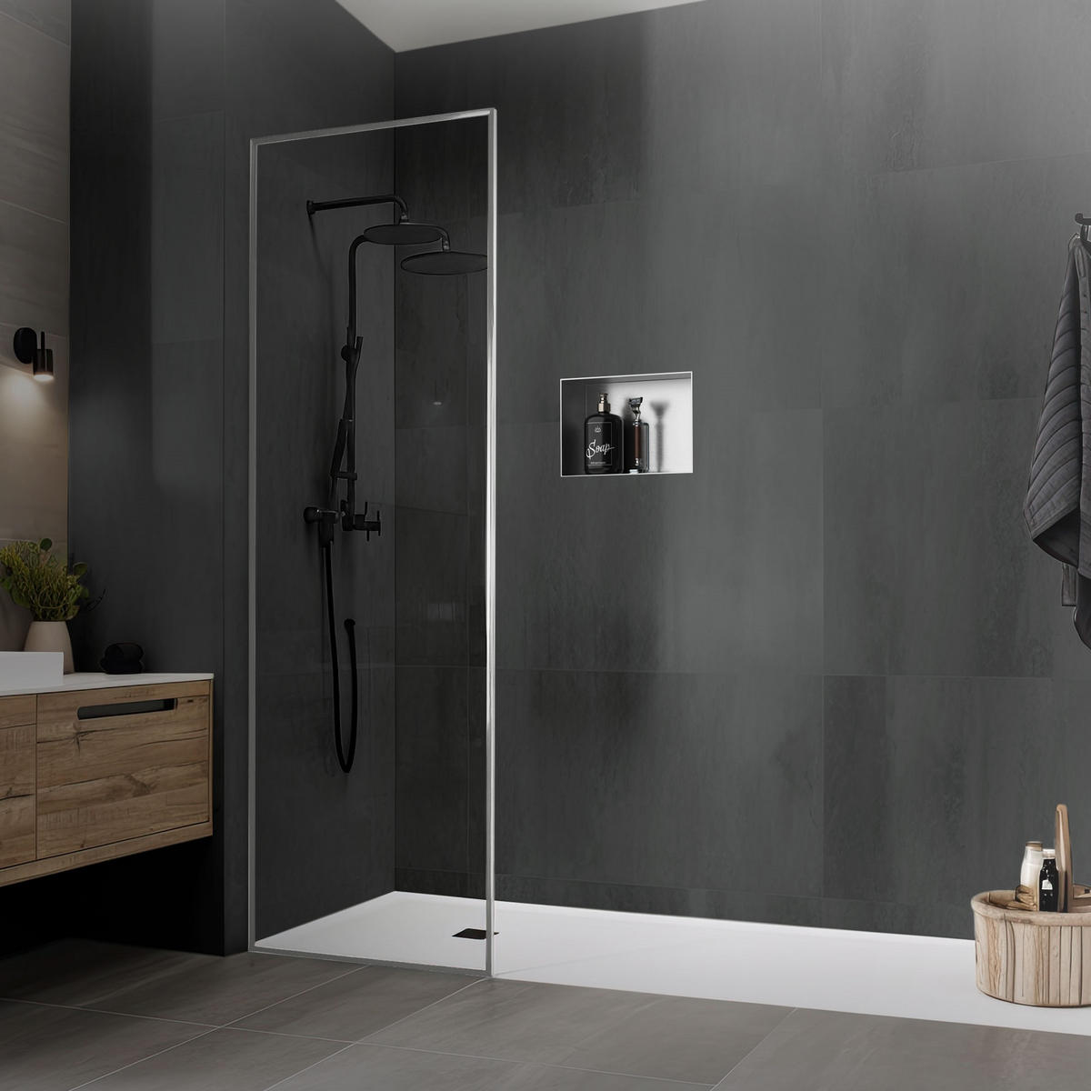 DUSCHNISCHE Silber 30/20 cm - Silberfarben, Metall (24/10/34cm) - LuxeBath