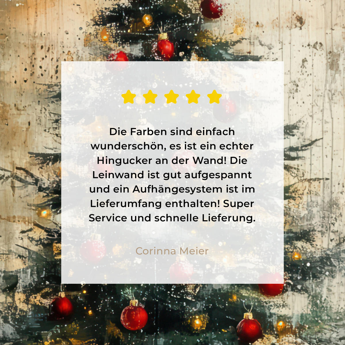 LEINWANDBILD Weihnachtsbaum - Vintage - Weihnachten - Geschenk 90x90 cm - Rostfarben, Textil (90/90cm) - MuchoWow