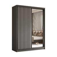 SCHWEBETÜRENSCHRANK LAMELLO 160/216/61 cm 2-türig mit Spiegel Grau - Grau, Holzwerkstoff (160/216/61cm) - MASSENO