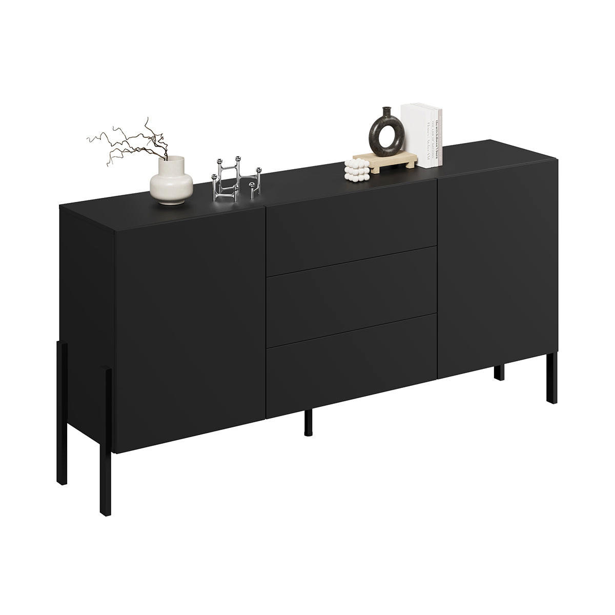SIDEBOARD Bérénice Černá - černá, kompozitní dřevo (184/90/40cm) - Petits-meubles