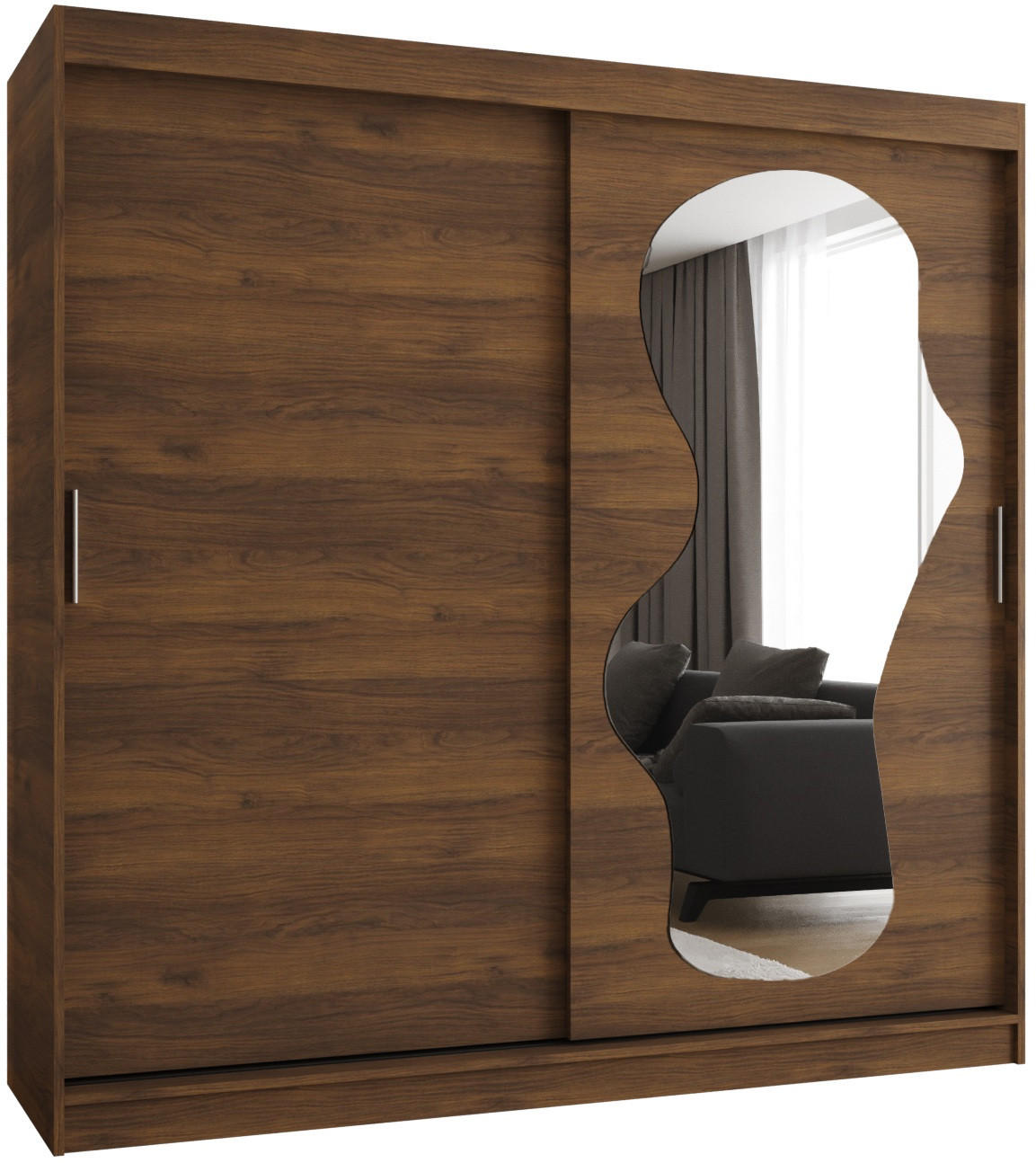 SCHIEBETÜRENSCHRANK mit Spiegel ULTRA 200/200/62 3-türig - Silberfarben/Walnussfarben, Holz (200/200/62cm) - MÖBEL KRYSPOL