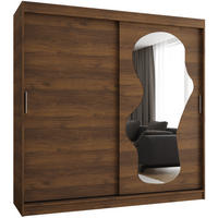SCHIEBETÜRENSCHRANK mit Spiegel ULTRA 200/200/62 3-türig - Silberfarben/Walnussfarben, Holz (200/200/62cm) - MÖBEL KRYSPOL