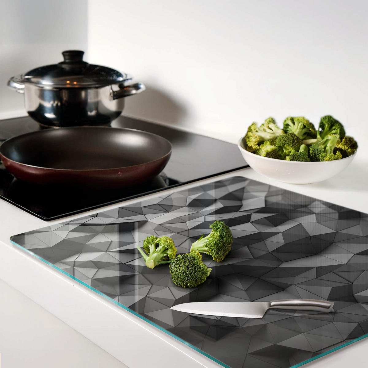 GLASPLATTE 60x52 cm 3D - Grau, Glas (60/0.4/52cm) - TULUP