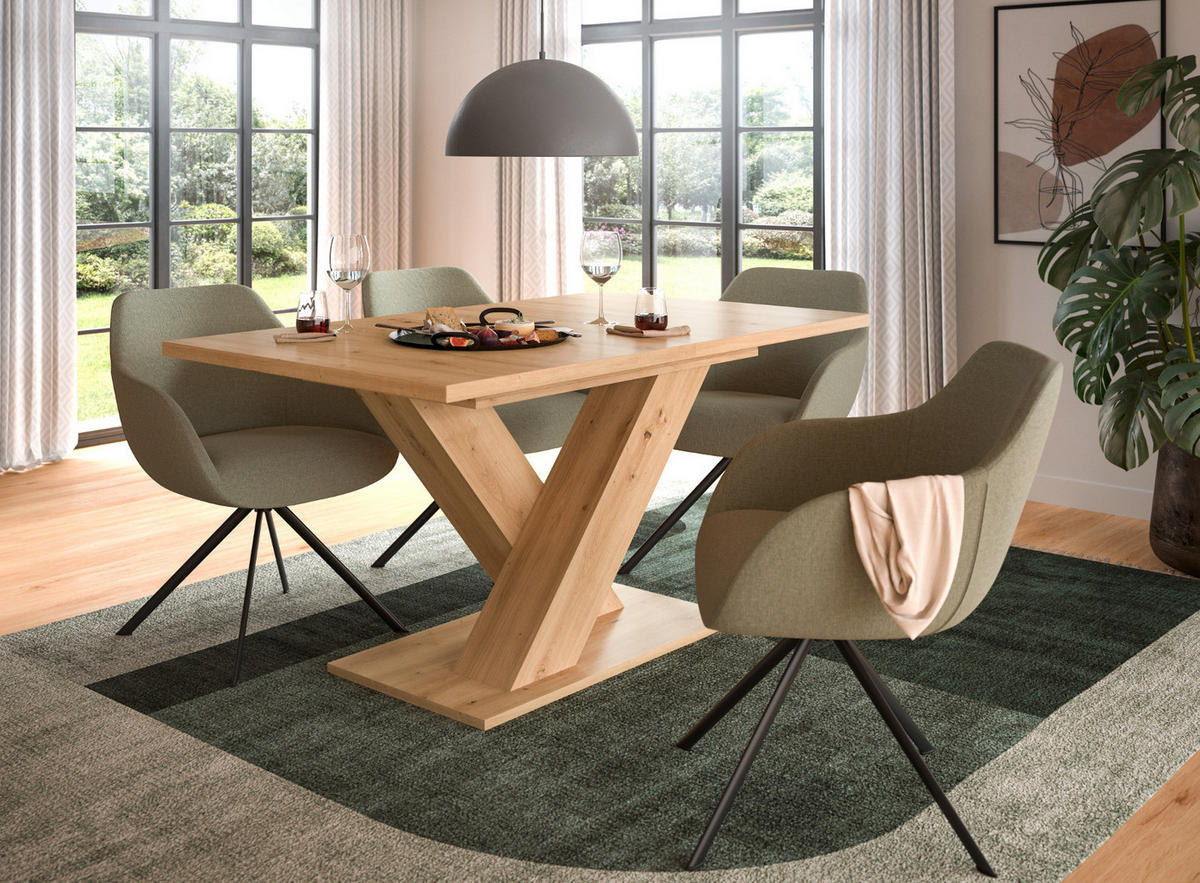 ESSTISCH Eiche Artisan, Küchentisch ausziehbar 150 - 190 cm - Eiche Artisan, Holzwerkstoff/Metall (150/90/76cm) - Inn.Furn