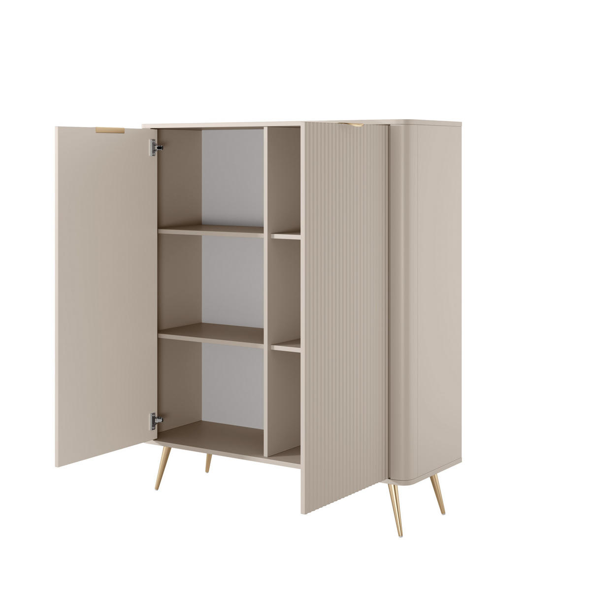 KOMMODE LANTANA 113,2/134,1/38cm mit Schubladen 2 Türen Beige - Beige, Holzwerkstoff (113.2/134.1/38cm) - MASSENO